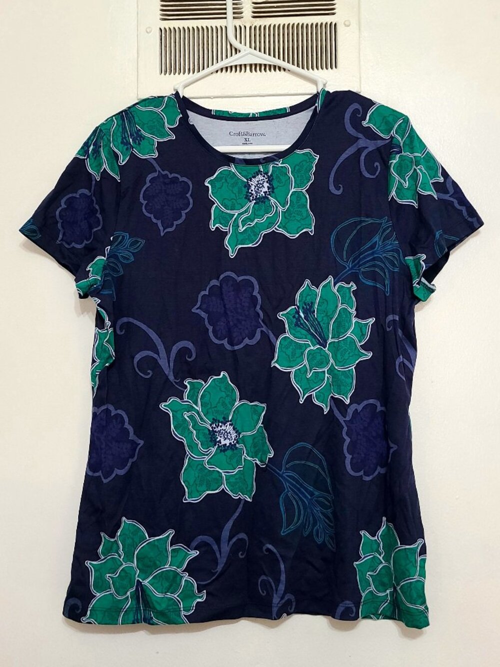 Navy & Green Botanical Print Shirt